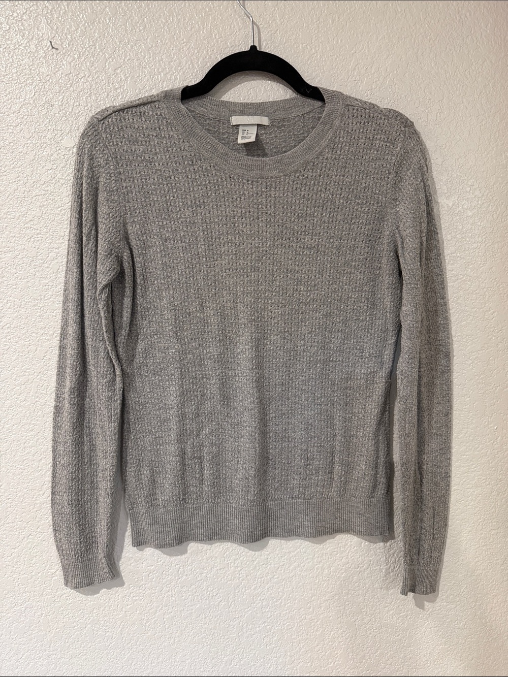 H&M Women's Light Gray Textured Crewneck Sweater